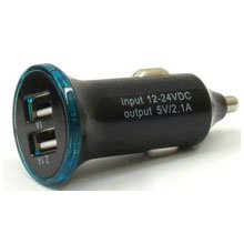 מטען USB כפול חשמל לרכב - שחור 2.1A + 1A