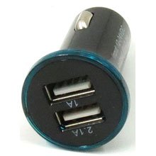 מטען USB כפול חשמל לרכב - שחור 2.1A + 1A