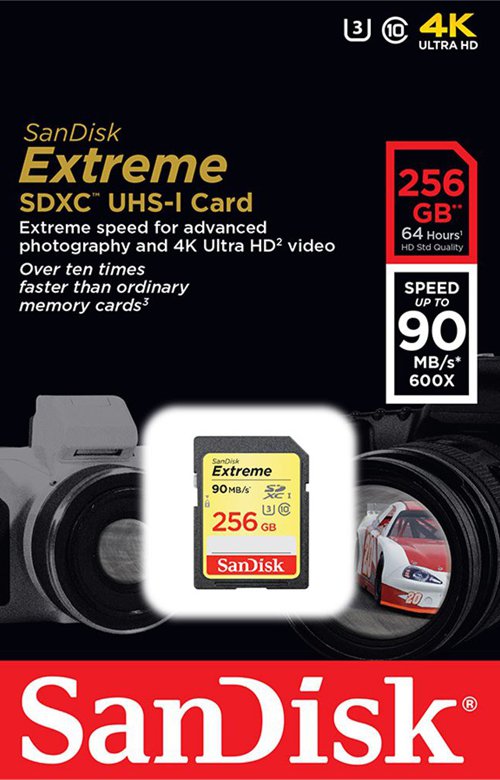 כרטיס זיכרון SanDisk Extreme SDHC 256GB SDSDXNE-256G