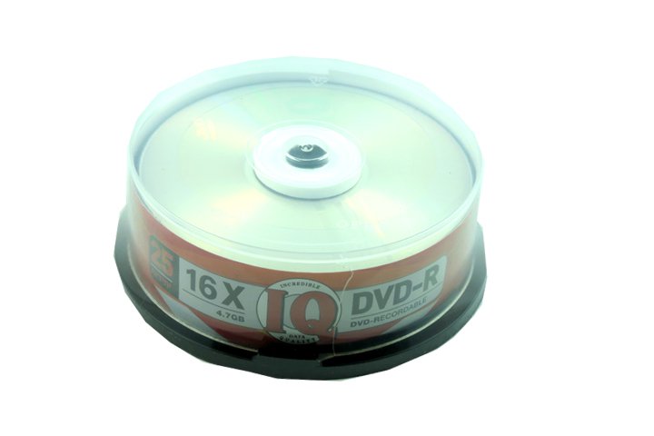 לצריבה - IQ DVD-R 4.7GB 120Min X16- באריזה 25 יחידות