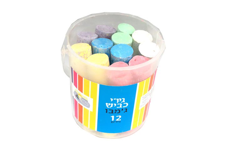 גיר כביש צבעוני - 12 יחידות באריזת כוס