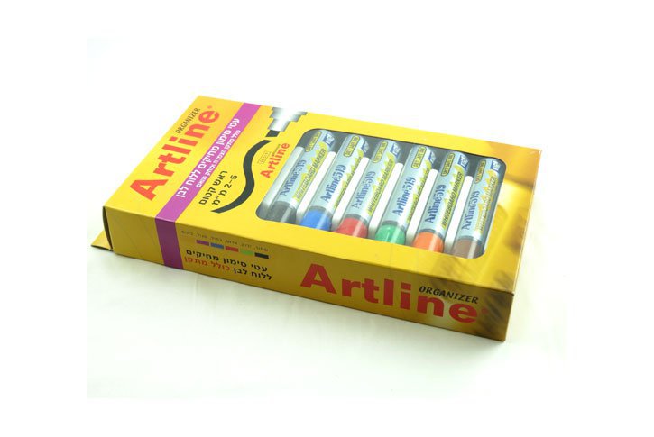 סט 6 טוש סימון ללוח מחיק ARTLINE  + ספוג מחיקה קטום