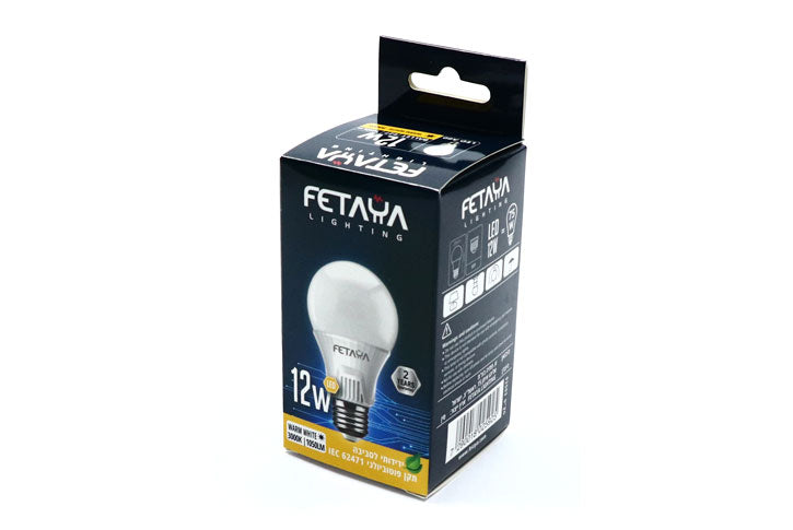 נורת לד 12W E27 A60 30K אור צהוב FETAYA