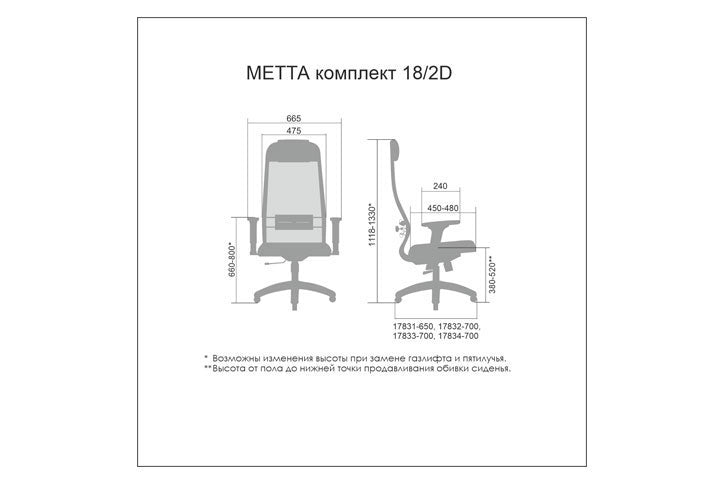 כסא מנהל ארגונומי ידיות מתכווננות Metta set 18