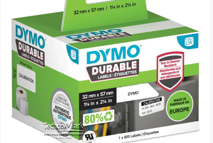 מדבקת DYMO פלסטיק עמידה : 32X57 מ``מ DURABLE