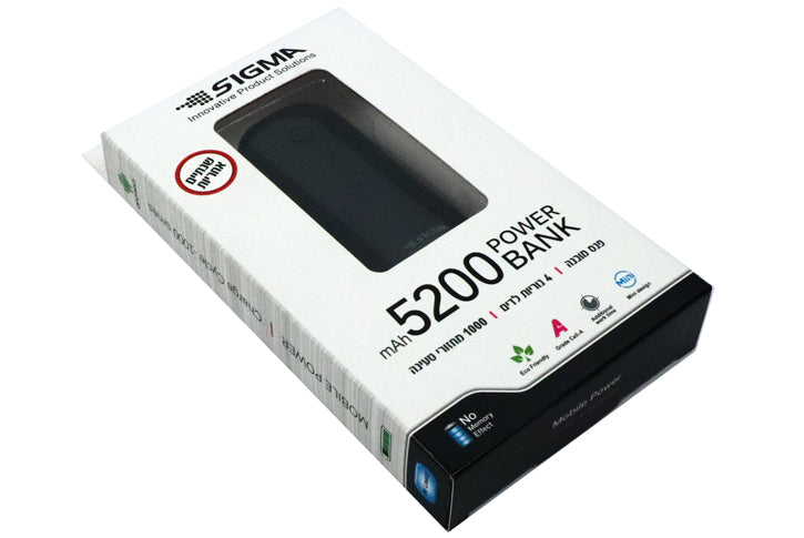 מטען חירום 5200mah לטלפונים סלולרים עם יציאת USB