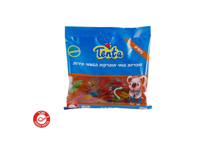 סוכריות גומי מוברקות - נחשים -  בטעמי פירות Tenta